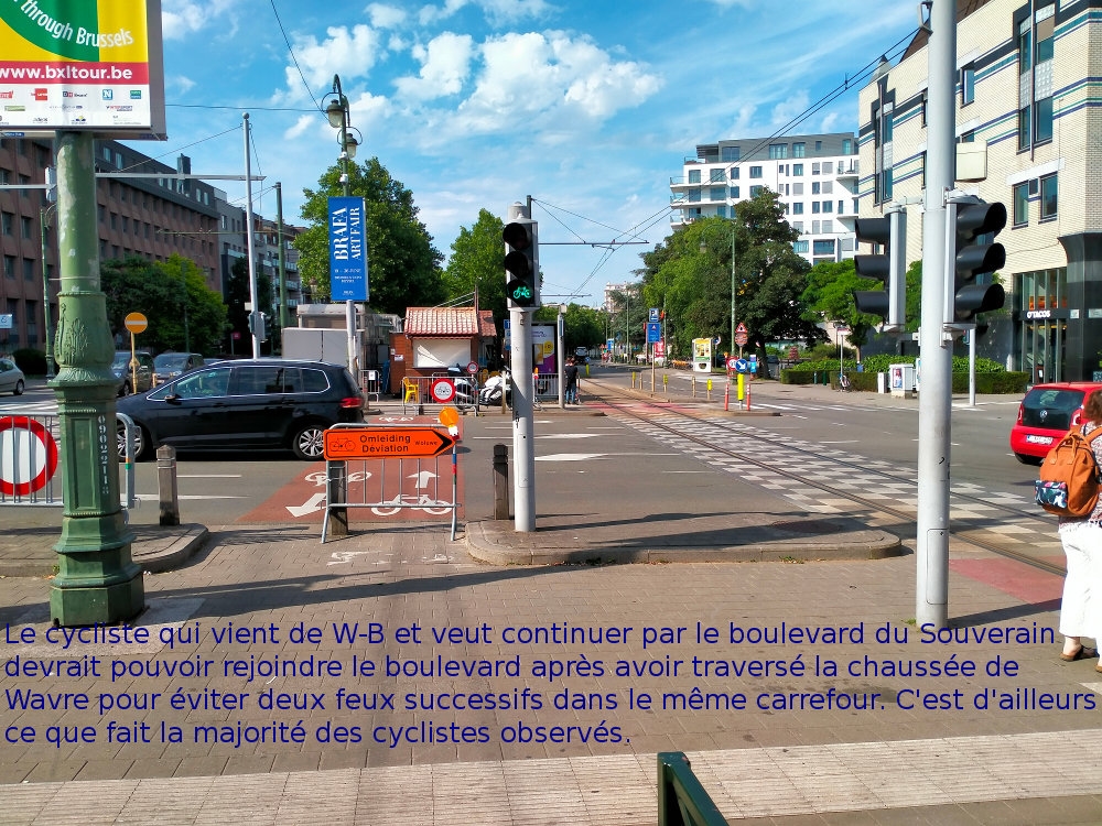 Déviation de la piste cyclable du boulevard du Souverain à Auderghem