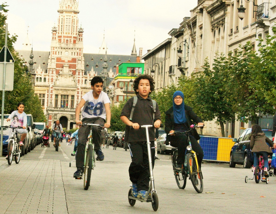 Jeunes cyclistes à Schaerbeek