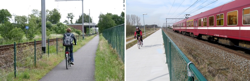 Exemples de RER vélo le long des voies de chemin de fer