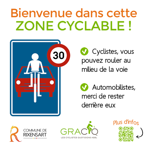 Panneau zone cyclable Rixensart - 2