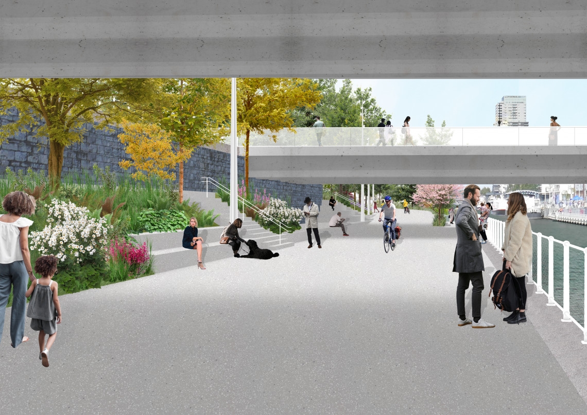 Projet de passerelle sous pont à Sainctelette, le long du canal
